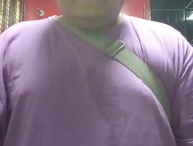 Vaibhav Pisses In A Public Toilet With His Boobs & Belly Out