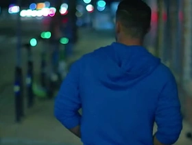 Strangers meet in dark alley for gay sex