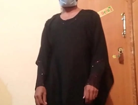 Hot Pakistani gay boy masturbating with Hot black gown with dancing