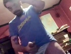 Hot guy with huge dick masturbating solo while wearing white satin panties on his huge cock