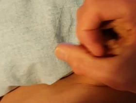 Mick jerking off his uncut cock on the sofa POV