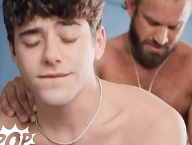 TWINKPOP - Joey Mills Rides Bruce Jones' Big Dick, Then Gets His Creamy Load All Over His Cock