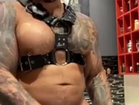 Big muscle latino guy squeezing his BBC so hard on bathroom VIKTOR ROM