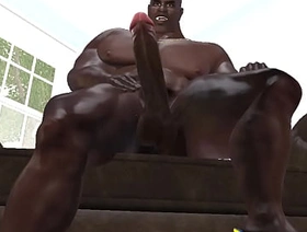 POV of huGe black bull jerking his monster cock